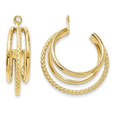 Twisted Triple Hoop Earring Jackets 14k Gold Polished T753J, MPN: T753J, 886774118222