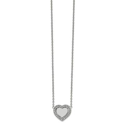 CZ Diamond Heart 19.25 Inch 2 Inch Extender Necklace Stainless Steel Polished SRN2745-19.25 by Chis…