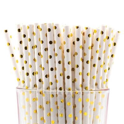 Pack of 150 Shiny Gold Dot Bio-degradable Paper Straws GM22604, MPN: GM22604, 788089150945
