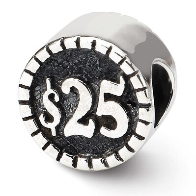 2-sided Vegas Bead - Sterling Silver QRS1288, MPN: QRS1288, 883957302485
