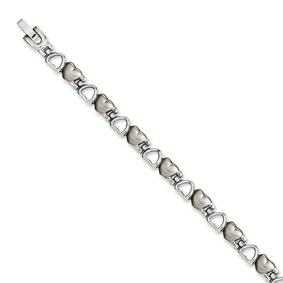 Brushed &amp; Polished Hearts 8.25 Inch Bracelet Stainless Steel SRB1014-8.25