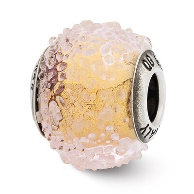 Yellow Textured Glass Bead - Sterling Silver QRS2621, MPN: QRS2621, 883957583006