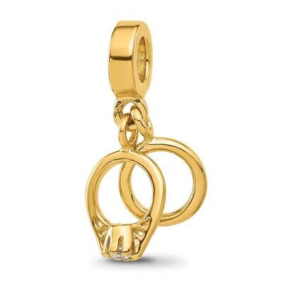 Gold-plated Wedding Rings CZ Dangle Bead Sterling Silver QRS1946GP, MPN: QRS1946GP,