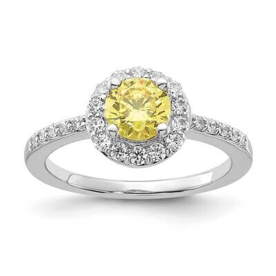 Sterling Silver Rhodium-plated Diamonore Yellow and White Halo Ring RLS6276/DAYWT-SSA-7