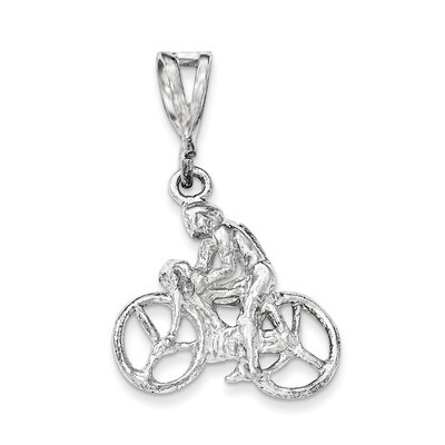 Polished Figure on Bicycle Pendant Sterling Silver QC8632