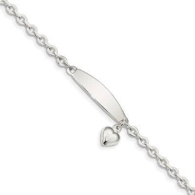 Curb Link ID Heart Dangle Bracelet 7.5 Inch Sterling Silver Polished QID213-7.5, MPN: QID213-7.5, 1…