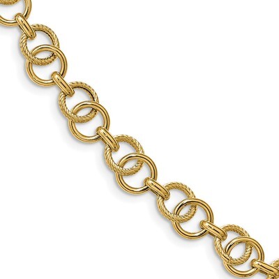 Leslie&#39;s and Textured Fancy Link Bracelet 14k Polished Gold HB-LF1157-7.75, MPN: LF1157-7.75, 88677…