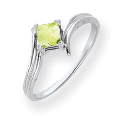 Peridot Ring 14k white Gold 4mm Princess Cut Y4782PE, MPN: Y4782PE, 883957667256