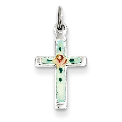 Enameled Cross Charm Sterling Silver QC3222, MPN: QC3222, 883957283074