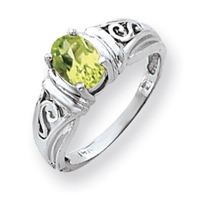 Peridot Ring 14k white Gold 7x5mm Oval Y4686PE, MPN: Y4686PE, 883957591629