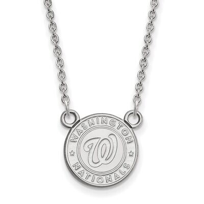 Washington Nationals Small Pendant with Chain Necklace 10k White Gold 1W006NAT-18, MPN: 1W006NAT-18…