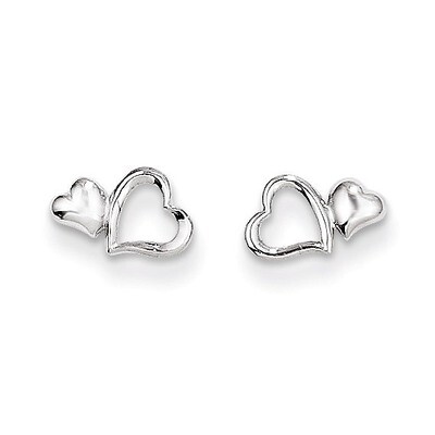 Heart Dangle Post Earrings - 14k White Gold SE2330 by Madi K, MPN: SE2330, 883957000695