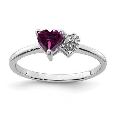 Rhodolite Garnet and Diamond Ring Sterling Silver Polished QR7063JUN, MPN: QR7063JUN, 883957745473