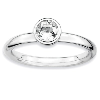 Low 5mm Round White Topaz Ring - Sterling Silver QSK511, MPN: QSK511, 886774008165
