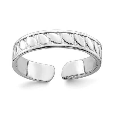 Adjustable Leaf Engraved Design Toe Ring 14k White Gold R793W, MPN: R793W, 883957670256