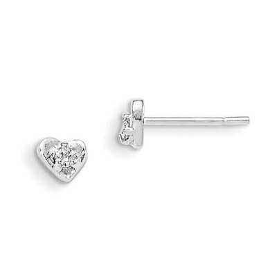 Cubic Zirconia Heart Post Earrings Sterling Silver QE8619, MPN: QE8619, 883957561790