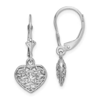 Mini Puffed Heart Leverback Earrings 14k White Gold 3-D Diamond-cut TF1784W, MPN: TF1784W, 63721817…