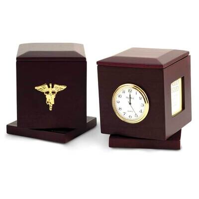 Nursing Rosewood Rotating Pen Box with Two 2x2 Picture Frames and Clock GM21501, MPN: GM21501, 7971…