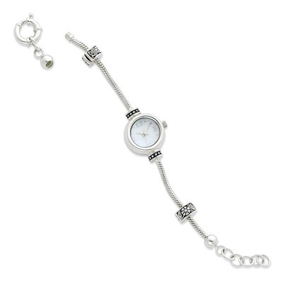 Round Face Watch Starter Bead Bracelet - Sterling Silver QRSWA1SET, MPN: QRSWA1SET, 883957506135