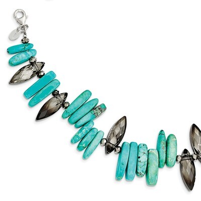 Crystal Hematite and Dyed Howlite with 1 inch Extender Bracelet 7.5 Inch Sterling Silver QH5264-7.5…
