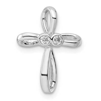 CZ Diamond Cross Chain Siide Sterling Silver Rhodium-Plated QC11151, MPN: QC11151,