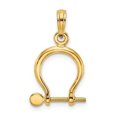 Small Shackle Link Screw Charm 14k Gold 3-D K7977, MPN: K7977, 637218185511