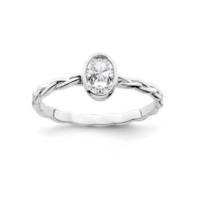 Braided Ring Sterling Silver Rhodium Plated CZ Diamond QR6961, MPN: QR6961, 883957956992