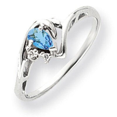 Blue Topaz Diamond Ring 5x3mm Pear 14k white Gold Y4628BT/A, MPN: Y4628BT/A, 883957466040