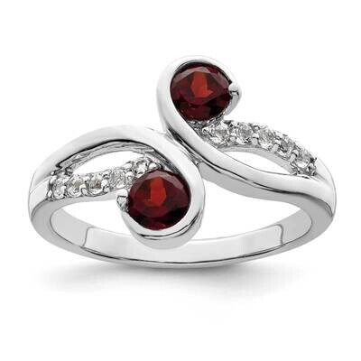 .87T.W. Garnet &amp; White Topaz Swirl Ring Sterling Silver Rhodium-Plated QR7413GA, MPN: QR7413GA, 191…