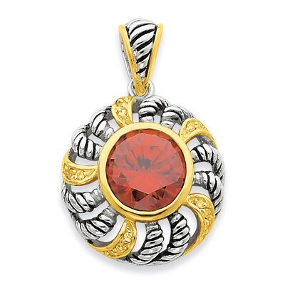 Gold-plate Antique CZ Pendant Sterling Silver QP1751
