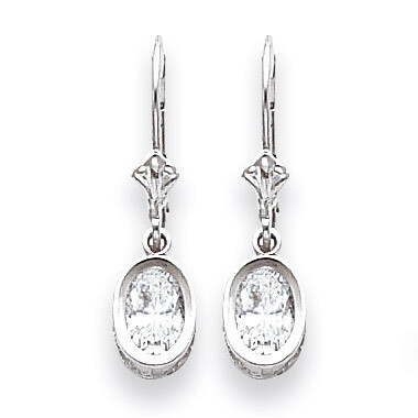 7x5mm Oval Cubic Zirconia Leverback Earrings 14k White Gold XLB106WCZ Diamond, MPN: XLB106WCZ, 8839…