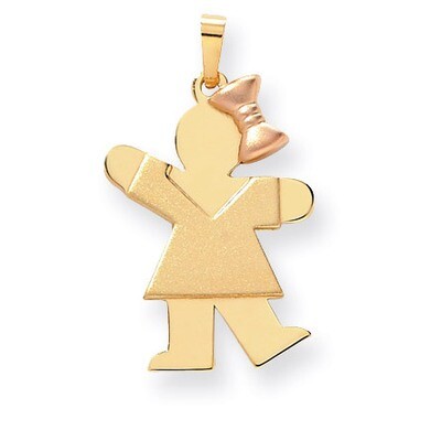 Girl with Bow on Right Engravable Charm 14k Two-tone Gold Large XK242, MPN: XK242, 883957415468