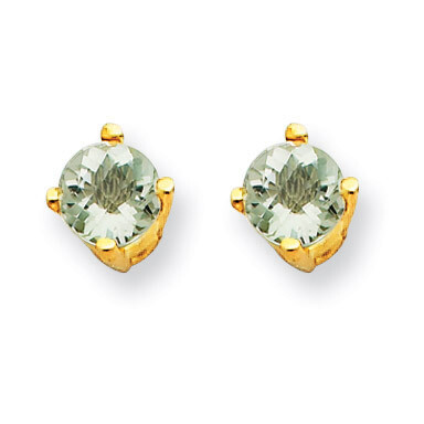 4mm Round Green Quartz Earrings 14k Gold XE71AG, MPN: XE71AG, 883957096957