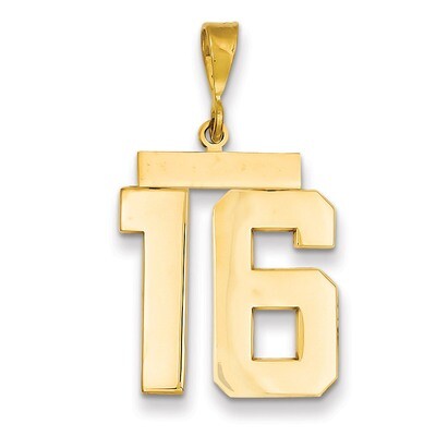 Number 16 Charm 14k Gold Large Polished LP16, MPN: LP16, 883957066608