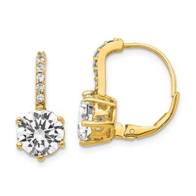 CZ Diamond Leverback Earrings Gold Plated Sterling Silver QCM1408, MPN: QCM1408, 883957780900