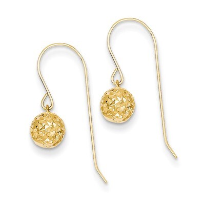 6mm Diamond Cut Bead Dangle Earrings 14k Gold TL923, MPN: TL923, 883957006161