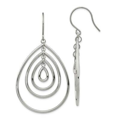 Dangle Shepherd Hook Earrings Stainless Steel Polished SRE1372, MPN: SRE1372, 191101866791
