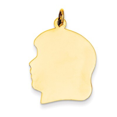 Plain Large .035 Gauge Facing Left Engravable Girl Head Charm 14k Gold XM119/35, MPN: XM119/35, 883…