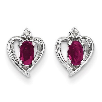 Ruby Diamond Earring 14k White Gold Genuine XBS455, MPN: XBS455, 883957857923