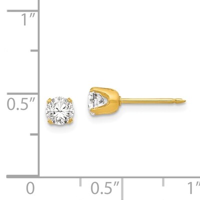 5mm Cubic Zirconia Post Earrings 24k Gold-plated 33E, MPN: 33E,