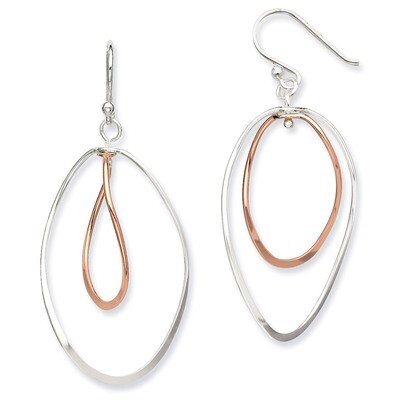 Rose Vermeil Double Oval Dangle Earrings Sterling Silver QE7242, MPN: QE7242, 886774247311