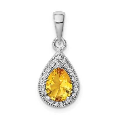 Yellow &amp; Clear CZ Diamond Pendant Sterling Silver Rhodium Plated QP5247NOV, MPN: QP5247NOV, 8839577…