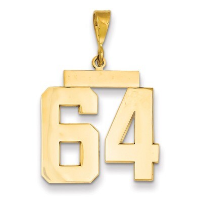 Number 64 Charm 14k Gold Large Polished LP64, MPN: LP64, 883957067568