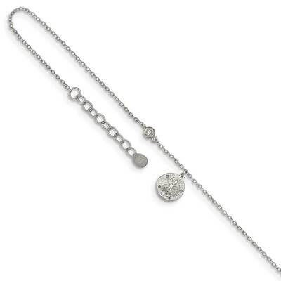 SDollar with 1 inch Extender Anklet Sterling Silver Rhodium-plated CZ Diamond QG4747-9, MPN: QG4747…