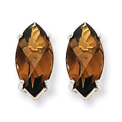 Marquise 4-Prong 12 x 6mm Smokey Quartz Earring 14k White Gold XE106WCQ, MPN: XE106WCQ, 883957225999