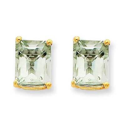9x7 Octagon Checker-Cut Green Quartz Earrings 14k Gold XE68CG, MPN: XE68CG, 883957096285