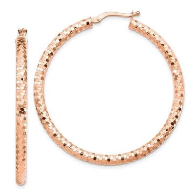 3x35mm Diamond-cut Hoop Earrings 14k Rose Gold TF1705R, MPN: TF1705R, 191101988448