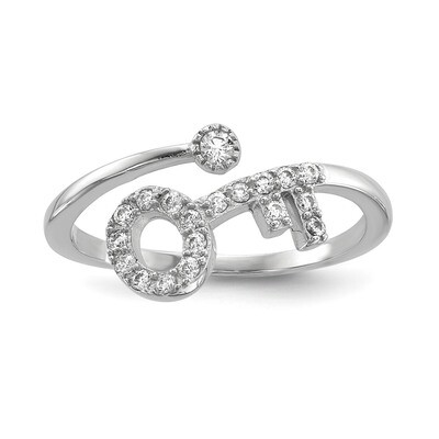 CZ Diamond Key Adjustable Ring Sterling Silver Rhodium-plated QR6747, MPN: QR6747, 883957851303