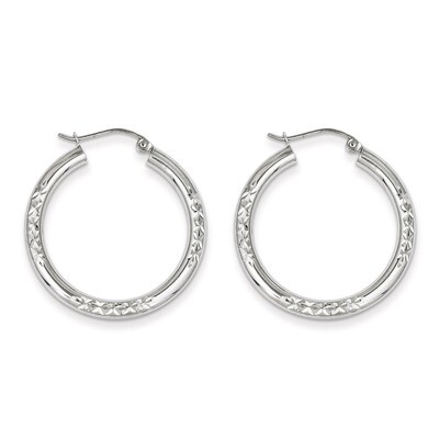 Cut 3mm Hoop Earrings 10k White Gold 10TC351, MPN: 10TC351, 883957430171
