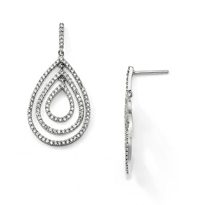 CZ Post Dangle Earrings Sterling Silver QCM1123
